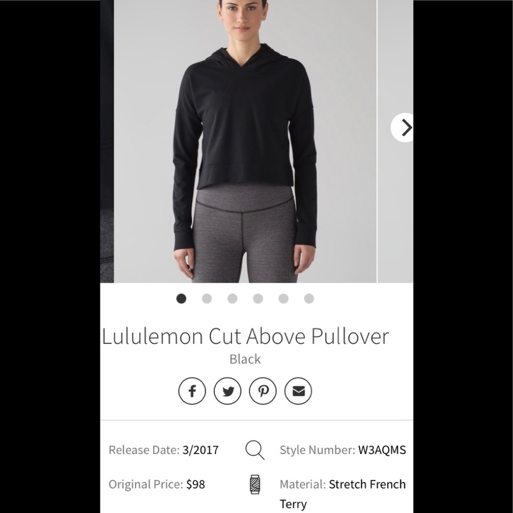 Lulu lemon crop pullover with hood